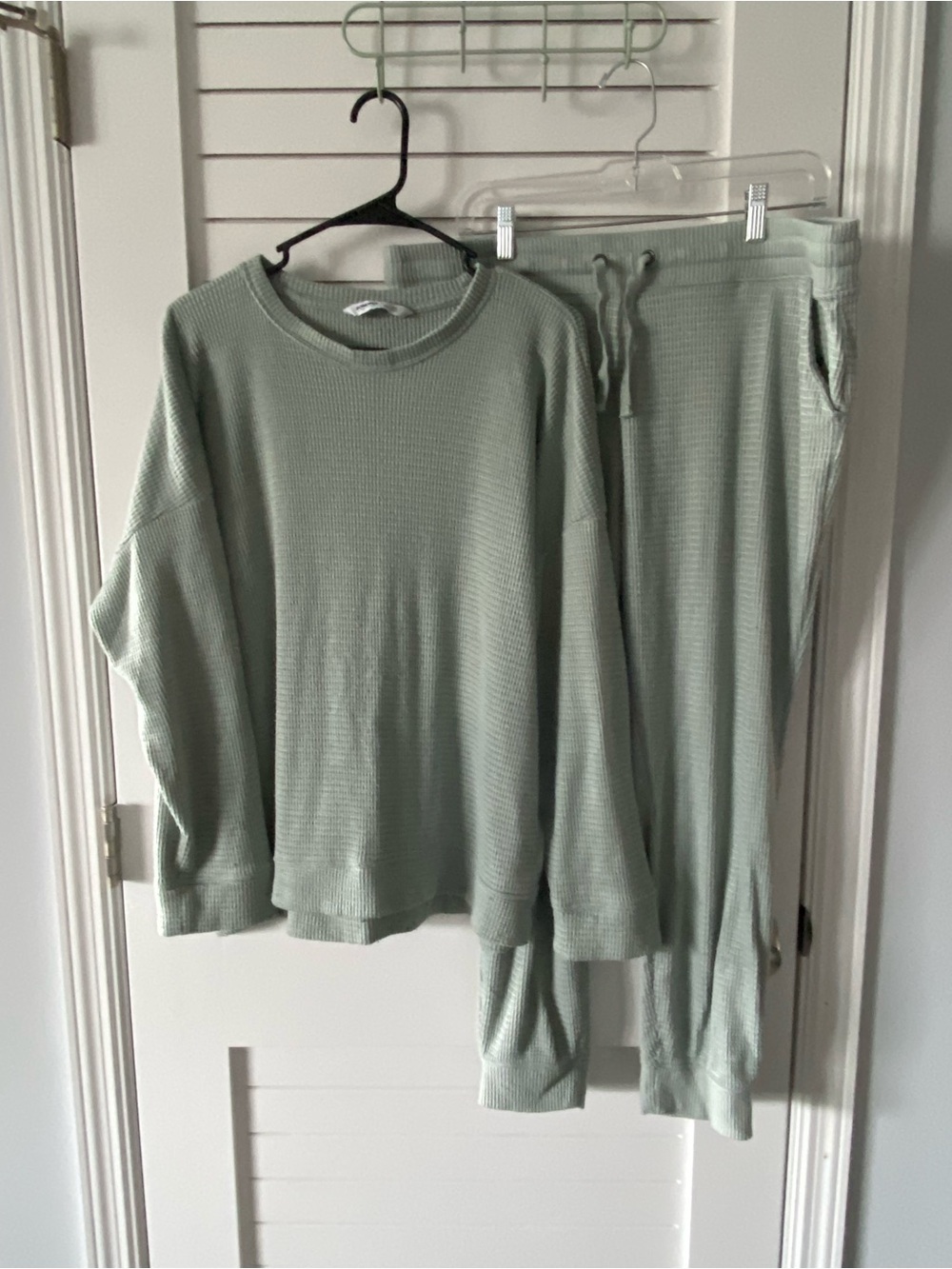 Sonoma Light Green Waffleknit Long Sleeve and Jogger Pants Sleep Set Size XL XXL